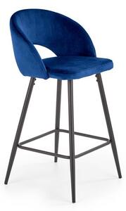Sgabello da bar H-96 in velluto blu - H89 cm