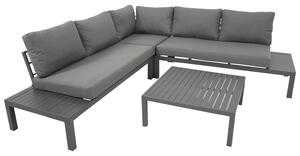 Set lounge DEGAMO lounge angolare ROVIGNO alluminio antracite, rivestimento grigio, resistente alle intemperie