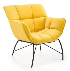 Poltrona Belton in velluto giallo - H78 cm