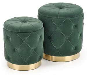 Set di Pouf imbottiti Polly Verde / Oro