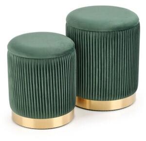 Set di Pouf imbottiti Monty in verde/oro