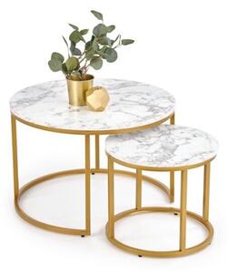 Set di 2 Tavolini da caffè Paola effetto marmo bianco/oro