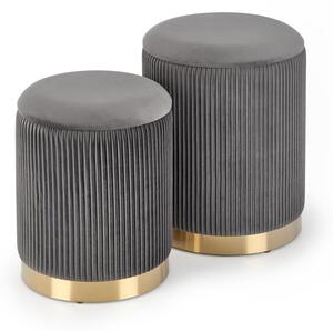Set di Pouf imbottiti Monty in grigio/oro