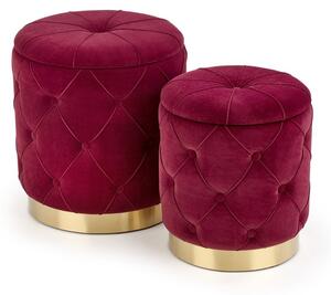 Set di Pouf imbottiti Polly Rosso scuro / Oro