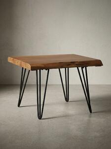 Tavolino in legno massiccio con bordo ad albero, sheesham, gambe a forcina - Elegante e vicino alla natura. 56x51x38 cm | Kadima Design