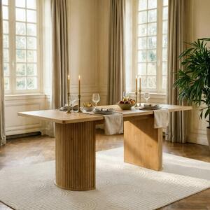 Tavolo da pranzo GUARDA 160 x 75 cm, rovere selvatico MDF - Tavolo rettangolare per sala da pranzo con base di design in look a doghe, tavolo da cucina moderno per 6 persone elegante