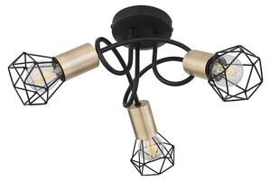 Plafoniera, modello rotondo, colore nero, con faretti orientabili, diametro 38 cm
