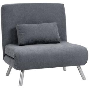 HOMCOM Poltrona imbottita con funzione letto, design 2-in-1, poltrona letto, letto per ospiti, rivestimento in tessuto, con cuscino, Grigio scuro | Aosom Italy