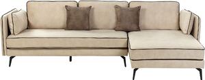 BELIANI Divano angolare beige rivestito in velluto gambe in metallo lato sinistro schienale regolabile cuscini extra design moderno
