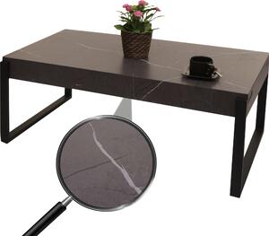Tavolino da salotto MCW-L53, tavolino da salotto, tavolino da divano, metallo 43x110x64 cm ~ effetto marmo grigio