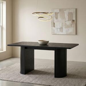 Tavolo da pranzo GUARDA 160 x 75 cm, MDF nero - Tavolo rettangolare per sala da pranzo con base di design in look a doghe, elegante tavolo da cucina moderno per 6 persone