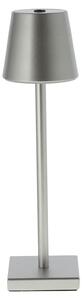 Lampada da tavolo a LED, argento, touch dimmer, batteria ricaricabile, USB, H 38 cm