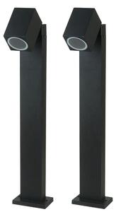 Set di 2 lampade da terra, alluminio, nere, con riflettore orientabile, altezza 80 cm