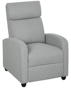 HOMCOM Poltrona Relax, regolabile 135°, poggiapiedi e schienale imbottiti, Lino-Polyester, Grigio Chiaro | Aosom Italy