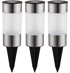Set di 3 lampade da esterno a energia solare, in acciaio inossidabile, altezza 23,5 cm