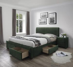 Letto Modena 3 imbottito in velluto verde - 160 x 200 cm