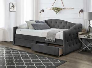 Letto Aloha imbottito in velluto grigio - 90 x 200 cm