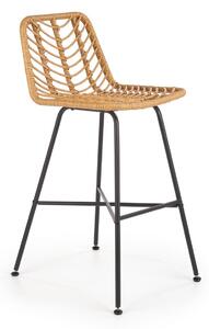 Sgabello da bar H-97 in rattan sintetico intrecciato