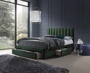 Letto Grace imbottito in velluto verde - 160 x 200 cm