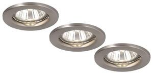 Set di 3 faretti da incasso, metallo cromato, tondo, D 8 cm