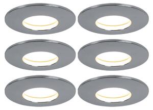 Set di 6 faretti LED da incasso, rotondi, cromati, con diametro di 8,3 cm