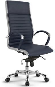 VERSEE Montreal sedia direzionale in pelle blu scuro - sedia da ufficio ergonomica, comoda sedia girevole per l'ufficio di casa, imbottitura di alta qualità, portata fino a 150 kg