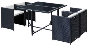 Outsunny Set Mobili da Giardino 5pz Set Tavolo da Pranzo con 4 Sedie con Cuscini Combinabili a Rettangolo|Aosom