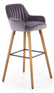 Sgabello da bar H-93 in velluto grigio scuro - H 98 cm