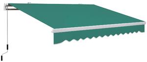 Outsunny Tenda da Sole a Bracci Avvolgibile, Tenda parasole a Manovella in Metallo e Alluminio, 4x2.5m, Verde Scuro | Aosom Italy