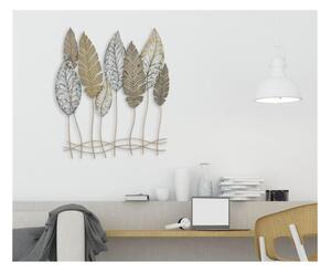 Pannello in ferro e legno foglie -c- cm 75x2,5x87 oro argento metallo MDF