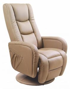 Poltrona Pulsar reclinabile con funzione massaggio in pelle organica beige - H106 cm
