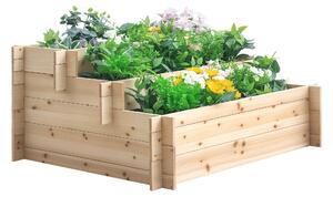 Outsunny Fioriera da Giardino in Legno a 3 Livelli, Letto per Orto Rialzato da Esterno, Fiori, Ortaggi e Piante Aromatiche, 120x100x54cm|Aosom
