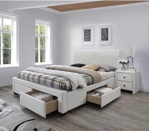 Letto Modena 2 imbottito in ecopelle bianco - 160x200 cm