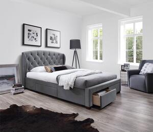 Letto Sabrina imbottito in tessuto grigio - 160x200 cm