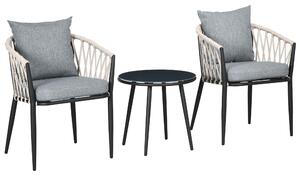 Set da giardino Outsunny da 3 pezzi, set da balcone composto da 1 tavolo e 2 sedie in acciaio, grigio
