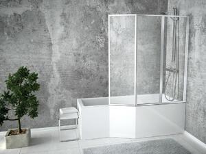 Vasca da bagno angolare 170x75 a destra con grembiule in acrilico, divisorio in vetro, set di scarico e piedini GRATIS | Set completo vasca da bagno in acrilico 5in1 | BADLAND INTEGRA