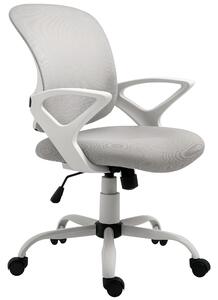 Vinsetto Sedia da Ufficio con Rotelle Girevole Ergonomica, Altezza Regolabile, Funzione di Dondolo, in Tessuto a Rete, Grigio e Bianco | Aosom