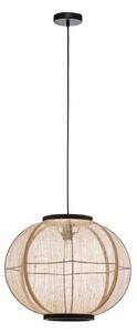 Lampada a sospensione Lindby Aurinil, color legno, lino, Ø 48 cm, E27