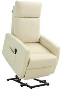 HOMCOM Poltrona Alzapersona con Telecomando, Schienale Reclinabile a 145° e Poggiapiedi in Similpelle, 67x95x105 cm, Color Crema | Aosom Italy