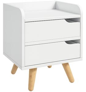 HOMCOM Comodino con 2 cassetti gambe mobiletto cucina in pino mobile per camera da letto soggiorno bianco 33 x 28 x 42cm| Aosom Italy