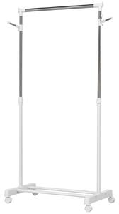 HOMCOM Appendiabiti Stender ad Altezza Regolabile con Fondo Portaoggetti e 4 Ruote, 68.5x42x87-145 cm
