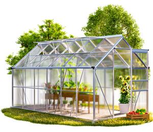 GARDEBRUK® Serra in alluminio 7,2m² 380x190cm incl. 4 lucernari Casa del pomodoro Serra di coltivazione Telaio freddo da giardino Casa delle piante Coltivazione 11,73m³