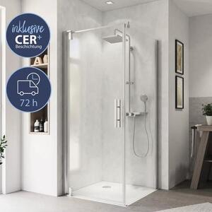 Breuer Europa Design pannello laterale (incernierato a destra) per porta a battente alluminio effetto cromo vetro trasparente 900 mm