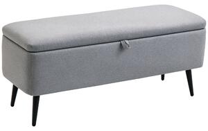 HOMCOM Panca Contenitore in Tessuto Effetto Velluto, per Camera, Soggiorno e Ingresso, 101x38.5x44.5 cm, Grigio
