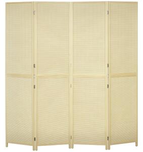 HOMCOM Paravento per Interno Pieghevole a 4 Ante, Divisorio in Bambù di Rattan, 180x1.6x180 cm|Aosom