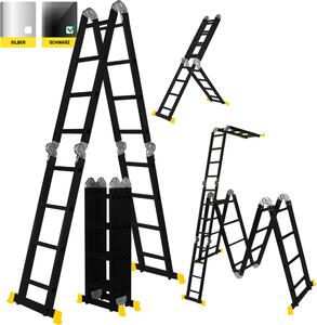 Scala multiuso Craftfull CF-104A | Scala 6in1 - Scala articolata in alluminio - Scala pieghevole e a pioli antiscivolo - Scala multifunzione (4x4 pioli)