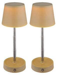 2x Lampada da tavolo a LED, touch dimmer, USB, batteria ricaricabile, colore sabbia