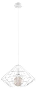 Lampada a sospensione, acciaio bianco, con struttura a gabbia, 33 cm