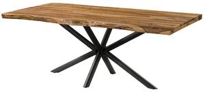 MASSIVMOEBEL24 | Tavolo da pranzo in legno di sheesham 220x100x76 sabbiato naturale / gambe incrociate antracite matt FREEFORM 5