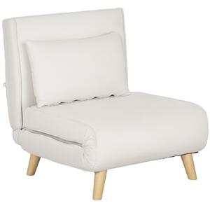 HOMCOM Poltrona Letto 2 in 1 con Schienale Regolabile e Cuscino, in Tessuto Effetto Lino, 71.75x78.1x78.7 cm